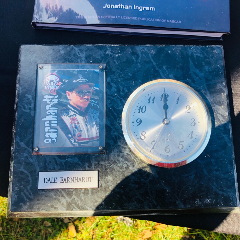 Dale Earnhardt‎ sports card plaque with clock